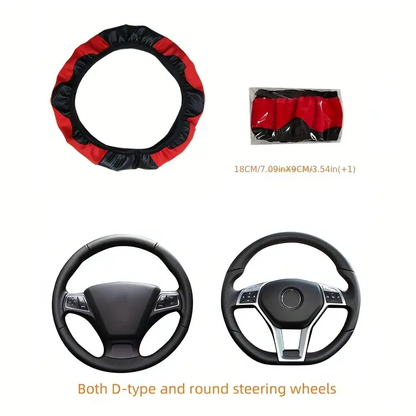 WheelSaver: Universal Carbon Fiber Red Car Steering Wheel Cover (with Ergonomic Grip)